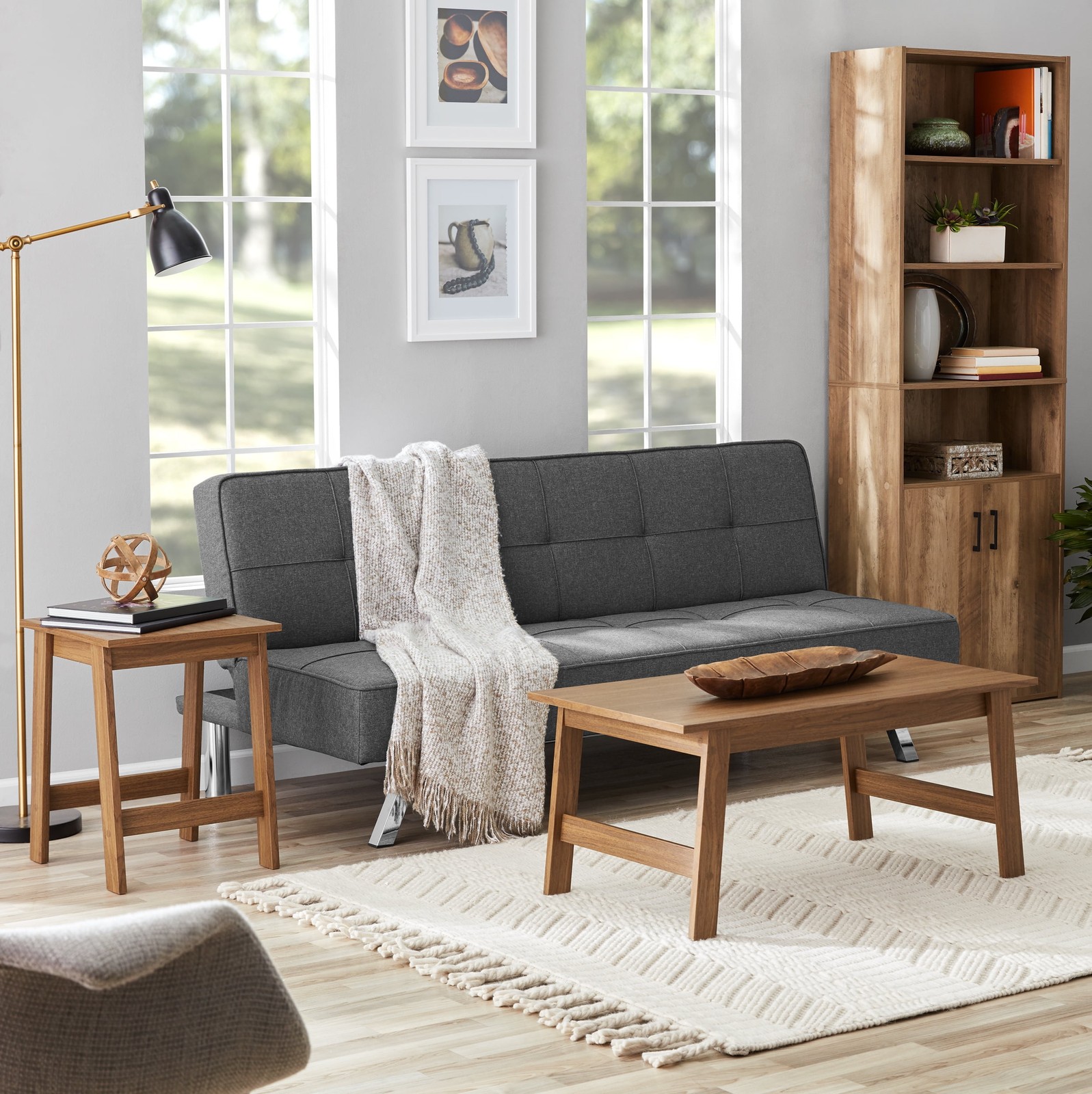 Mainstays Small Square Wood Side Table, Walnut Finish