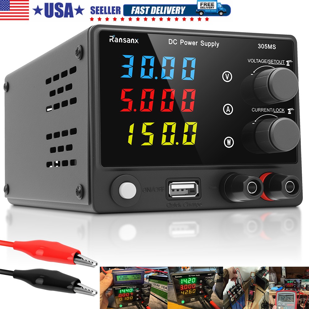 DC Bench Power Supply Variable 30V 5A,Adjustable Switching Regulated w/USB Port