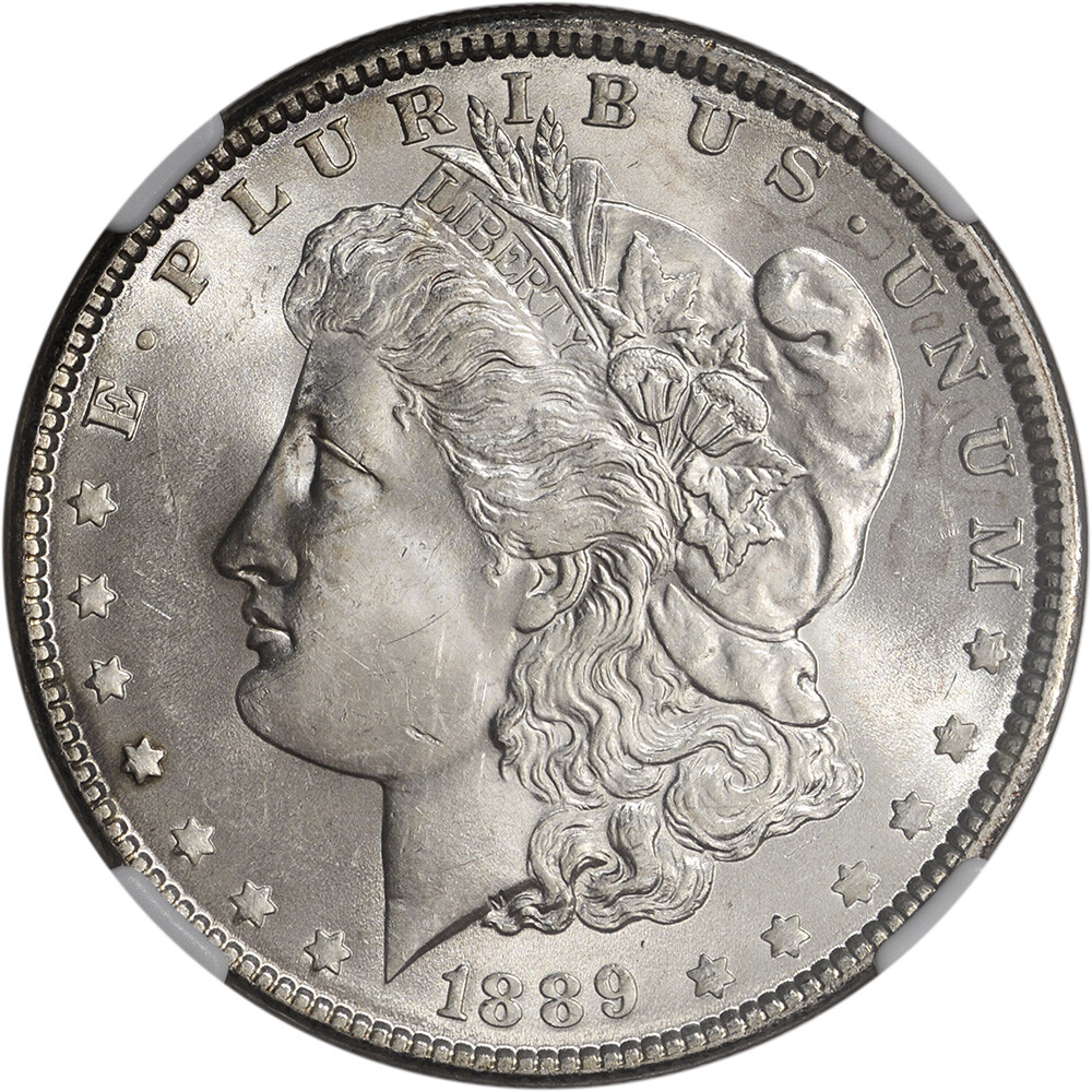 1889 US Morgan Silver Dollar $1 - NGC Brilliant Uncirculated
