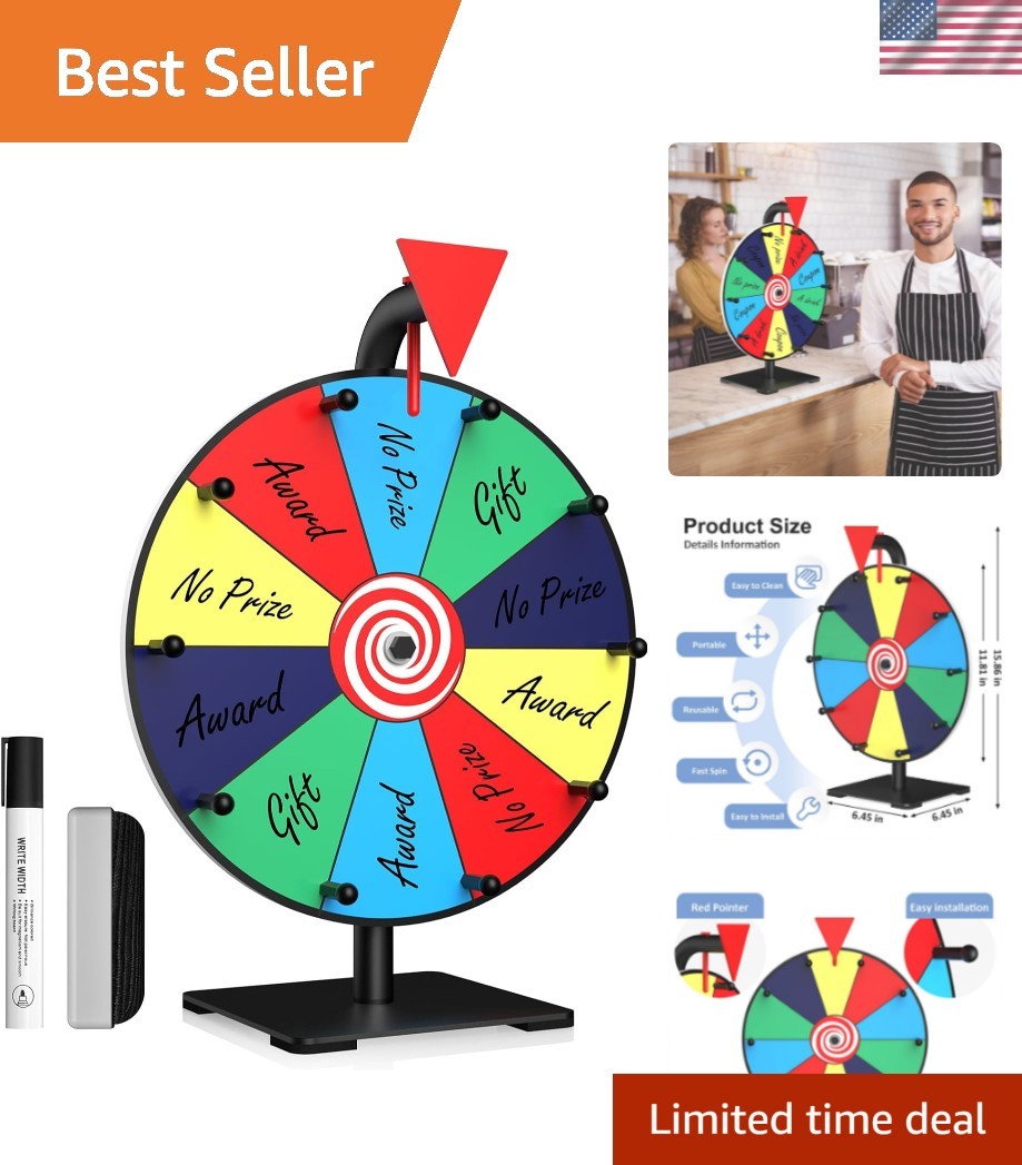 Spinning Wheel - 12 Inch Color Prize Wheel with Stand, Table Spinner for Trad...