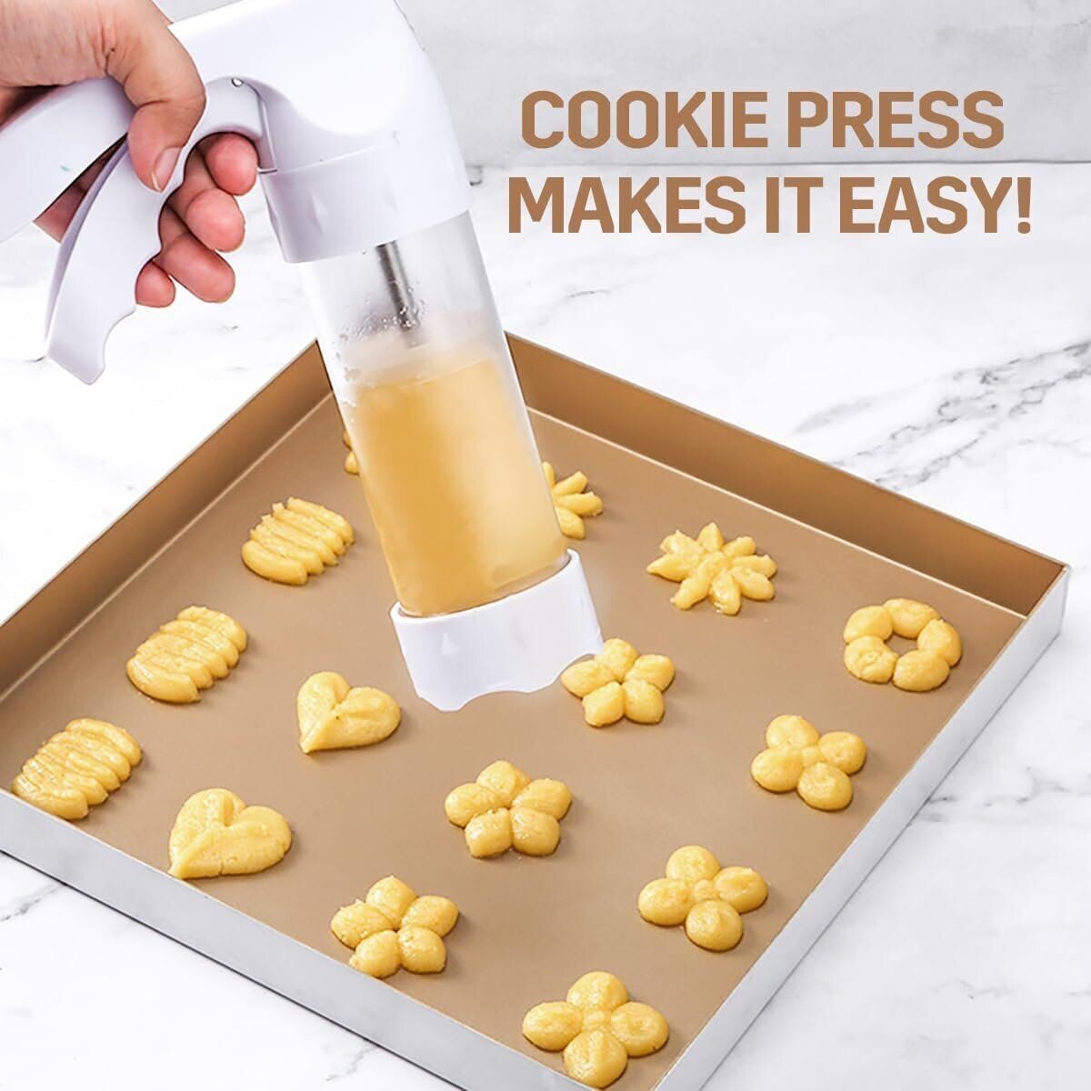 Cookie Press Gun Set - 12 Discs & 6 Piping Tips for Baking & Decorating