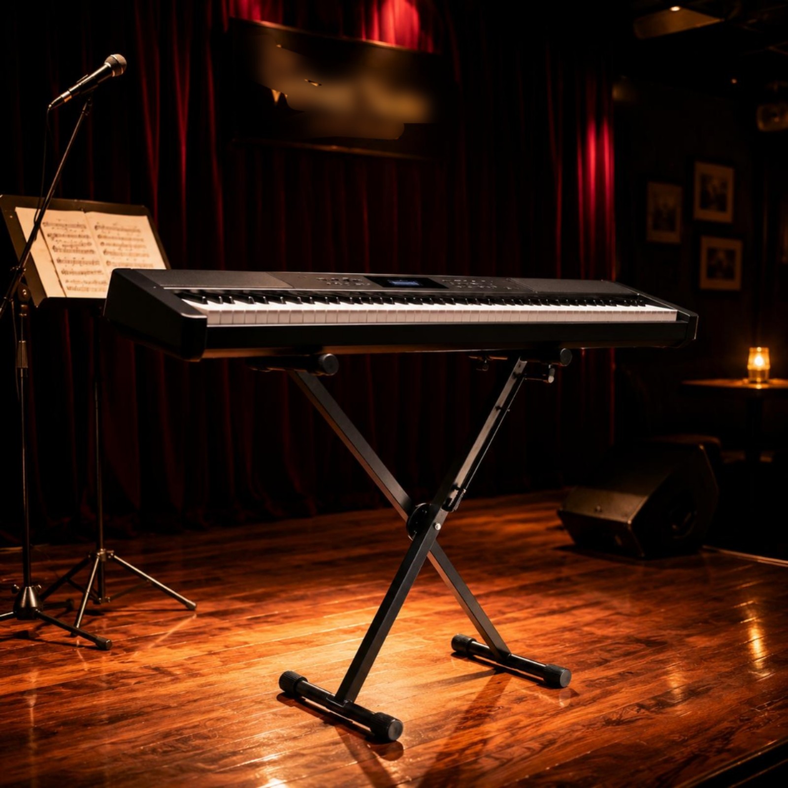 X-Shaped Frame Keyboard Stand Locking Straps Double X Keyboard for Stage,