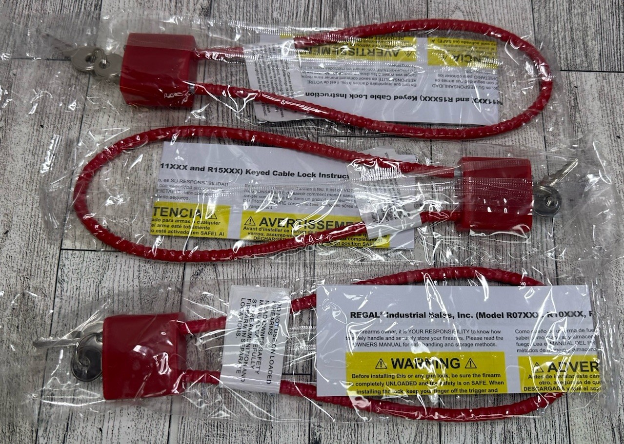 Regal Firearm Gun Safety Cable Lock 15” Set Of 3 Brand New in Package