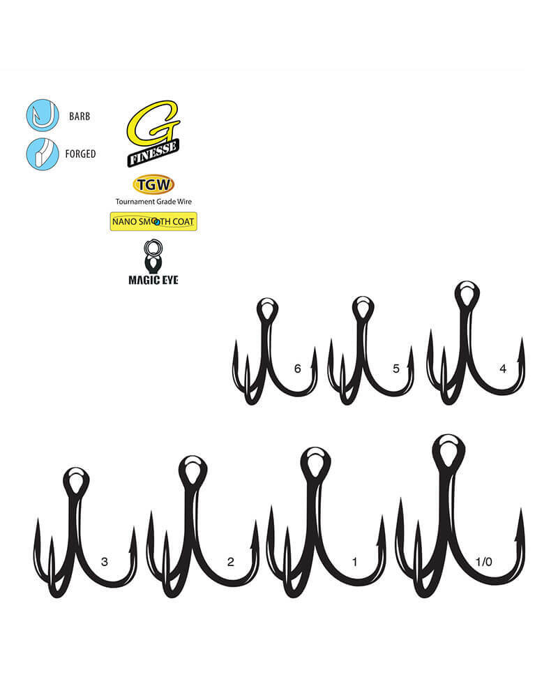 Gamakatsu G-Finesse TGW Nano Coated Treble Hooks 33920 - Choose Size