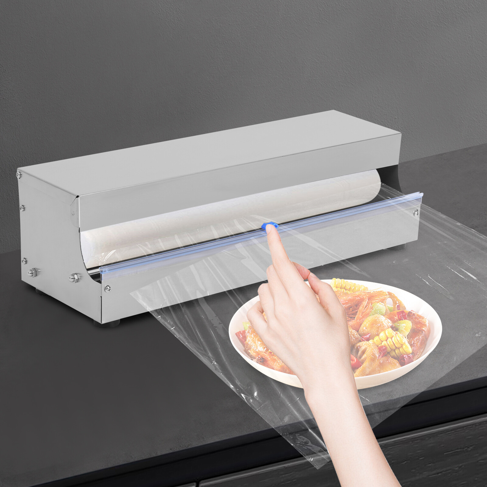 Manual Food Wrap Film Dispenser Stretch Film Packing Wrapper for 9.8-17.7" Width