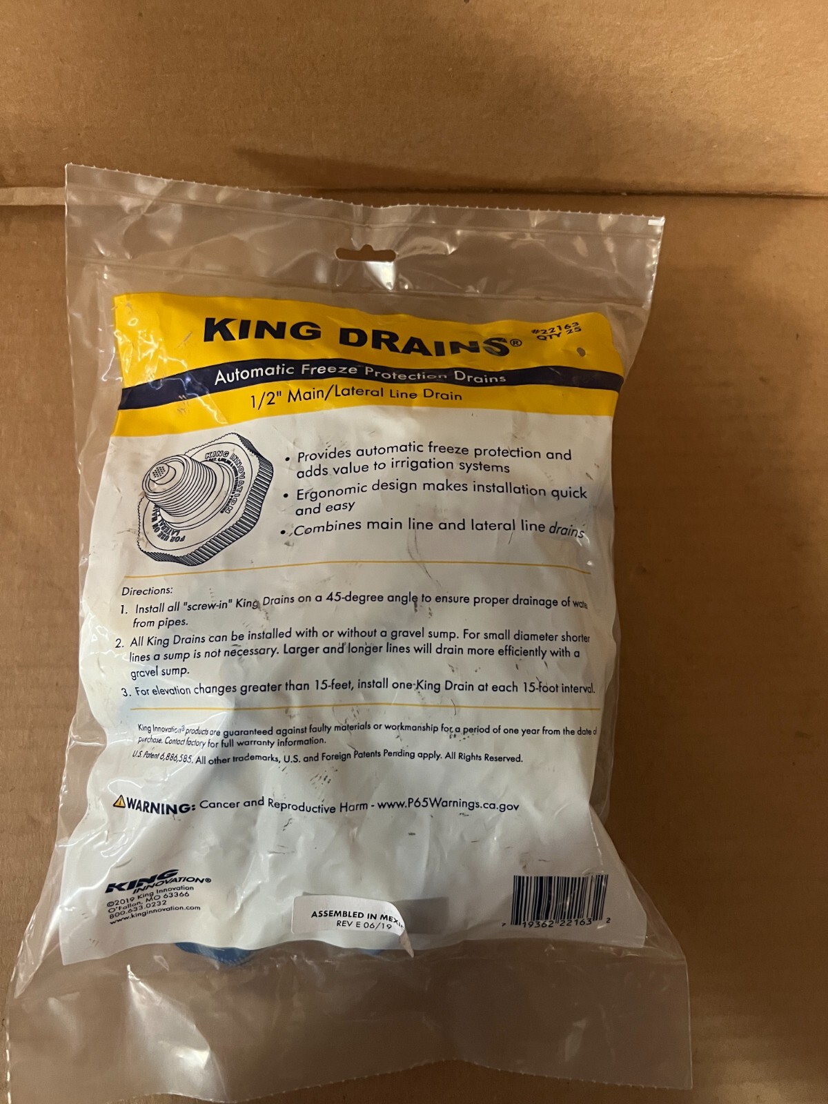 Soft Grip Drain 1/2" Lateral Line Freeze Protection For Sprinkler Heads 25-Pack
