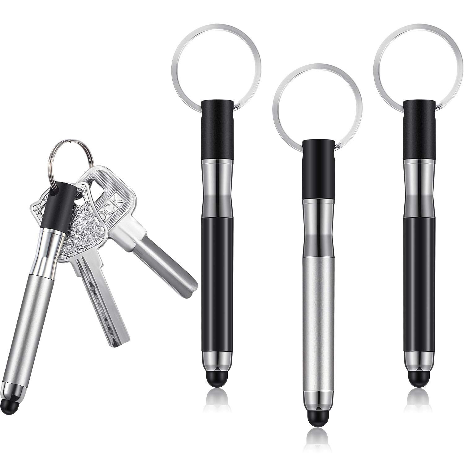 4 Pieces Mini Stylus Pen with Keyring Loop 3in1 Accessory Bullet Capacitive K...