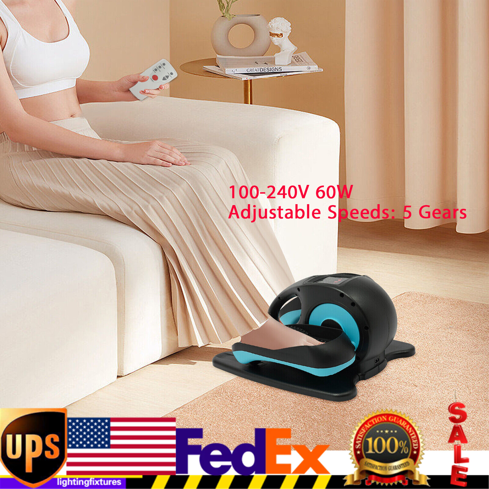 Ellipse Electric Elliptical Machine Under Desk Leg Exerciser Fully Assembled LCD