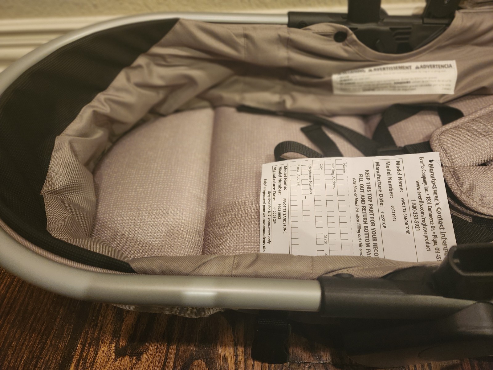 NEW - Evenflo Pivot Modular Travel System Sandstone BASSINET ONLY