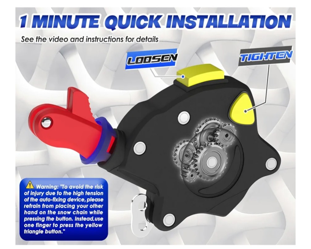 Snow Chains for Car Tires, Auto Fixing 1 Min Quick Easy Installation, HKN-100
