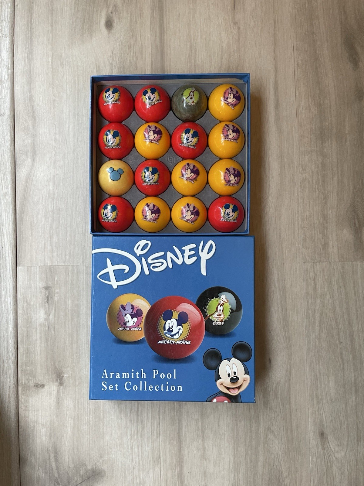 Vintage Disney Aramith Pool Ball Billiard Set Collection Mickey Minnie Goofy