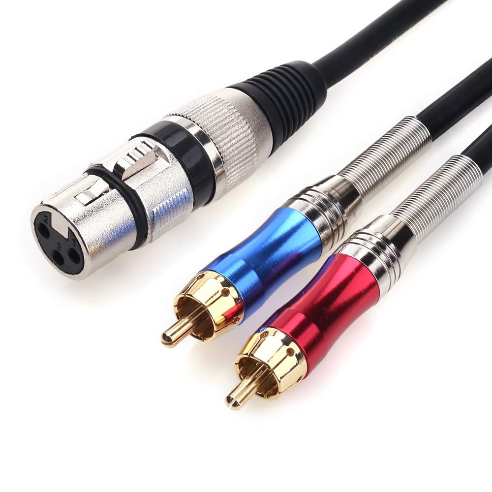 Tisino XLR to RCA Y-Cable, Female Dual Adapter 3.3 feet, Black