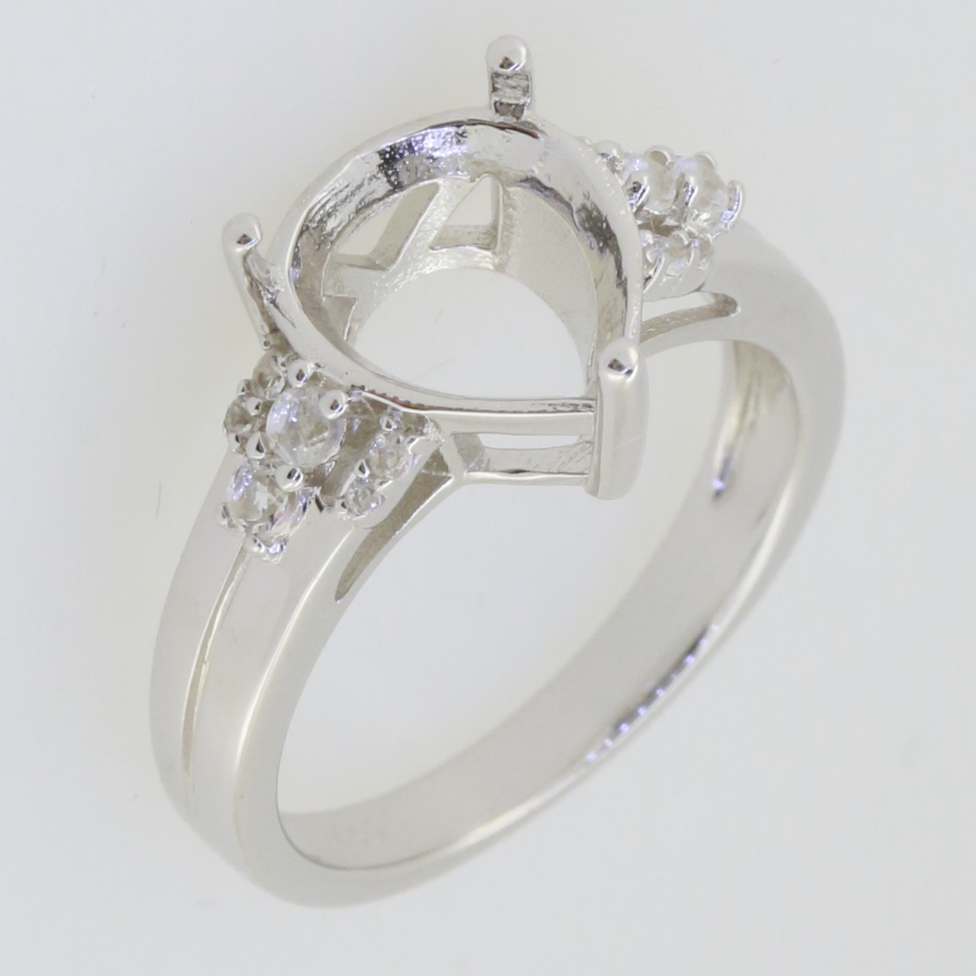 Sterling Silver Semi Mount Ring Setting Pear PE 11X9mm