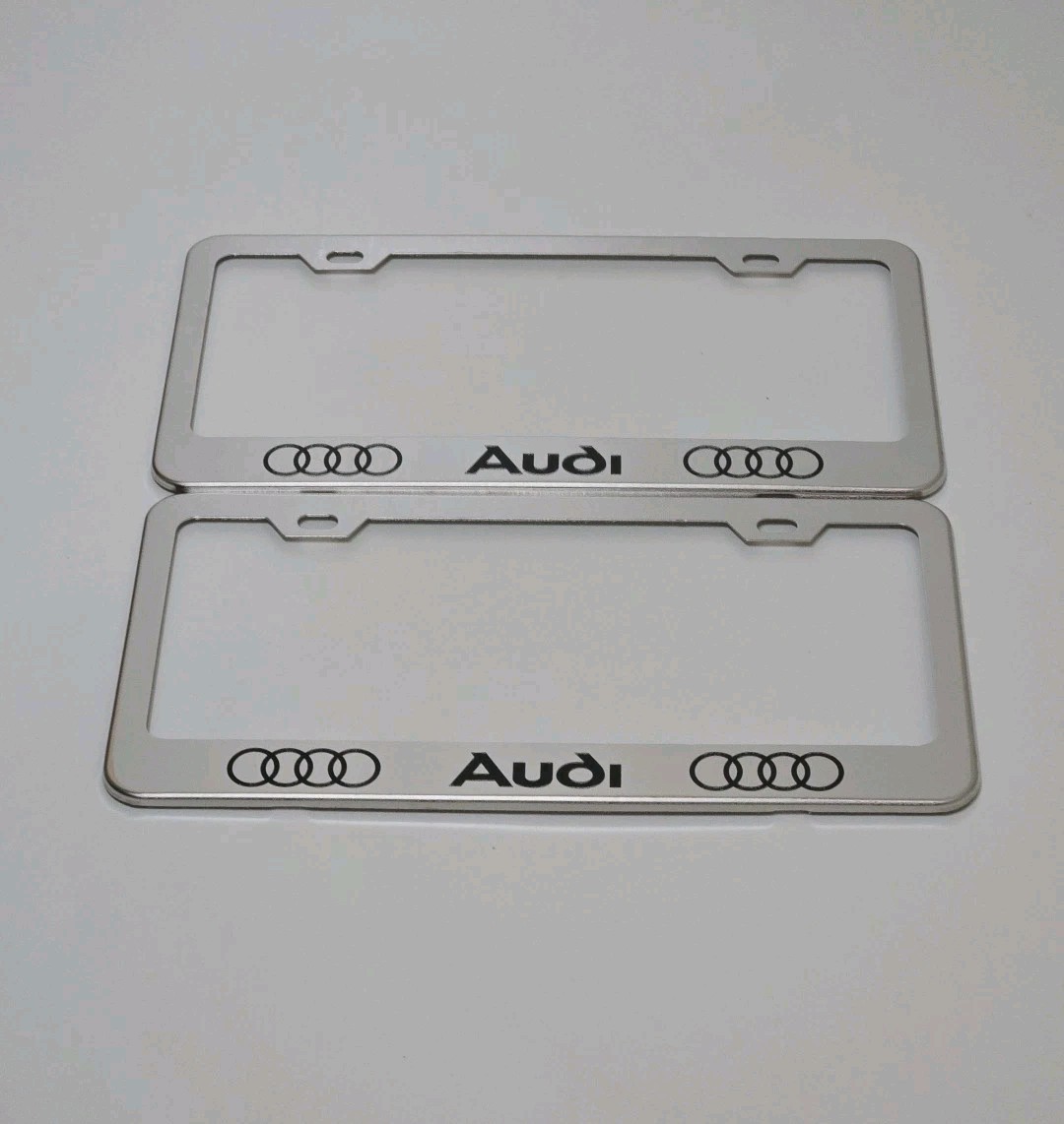 2 pcs -Audi- Silver License Plate Frame