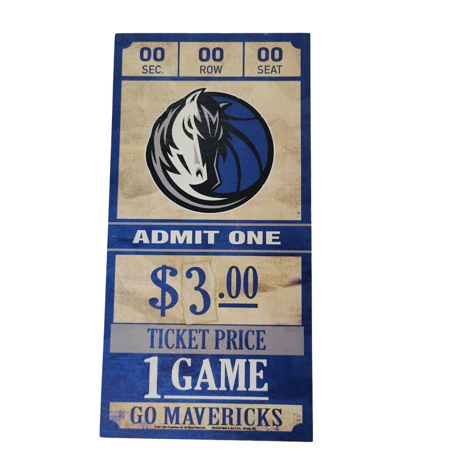 Dallas Mavericks Wooden Basketball Game Ticket Design Hanging Wall Art