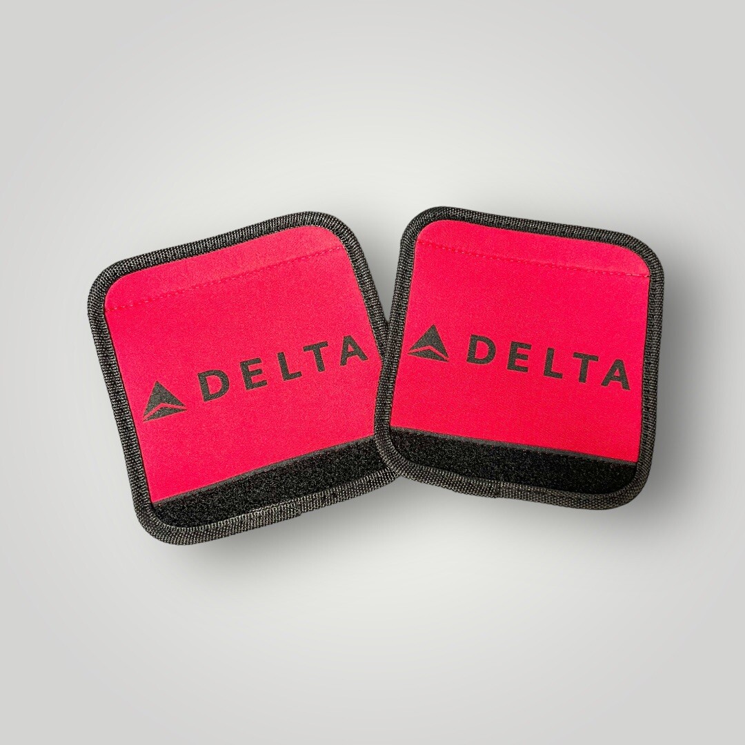 Delta Air Lines Soft Cushion Luggage Handle Wrap Grip Red 5.5x5 New Set Of 2