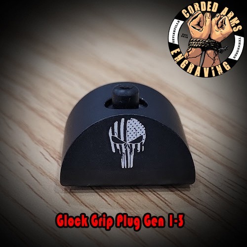 Punisher Flag Lasered Engraved Grip Plug for Glock