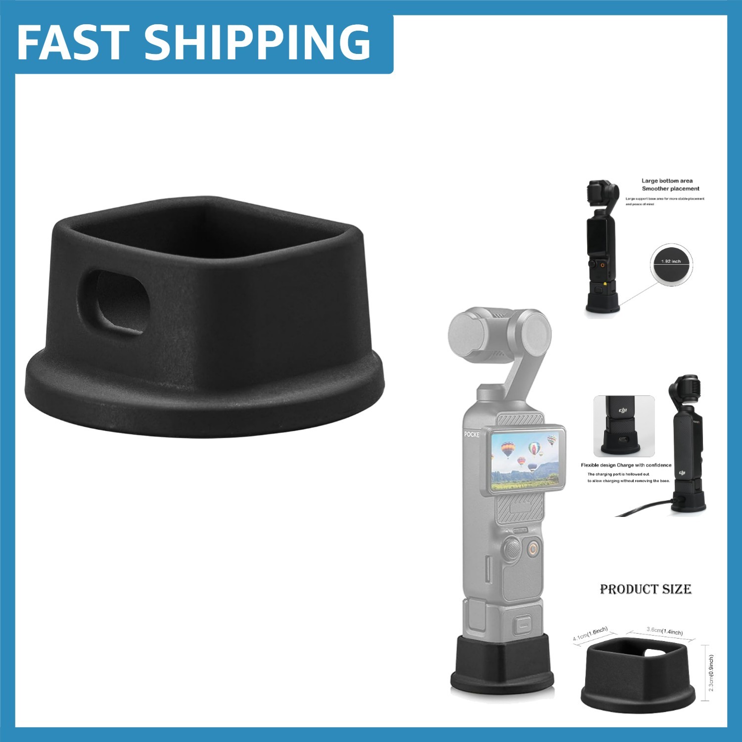 Sturdy Non-Slip Support Base for DJI Osmo Pocket 4/Pocket 3 - Black Silicone