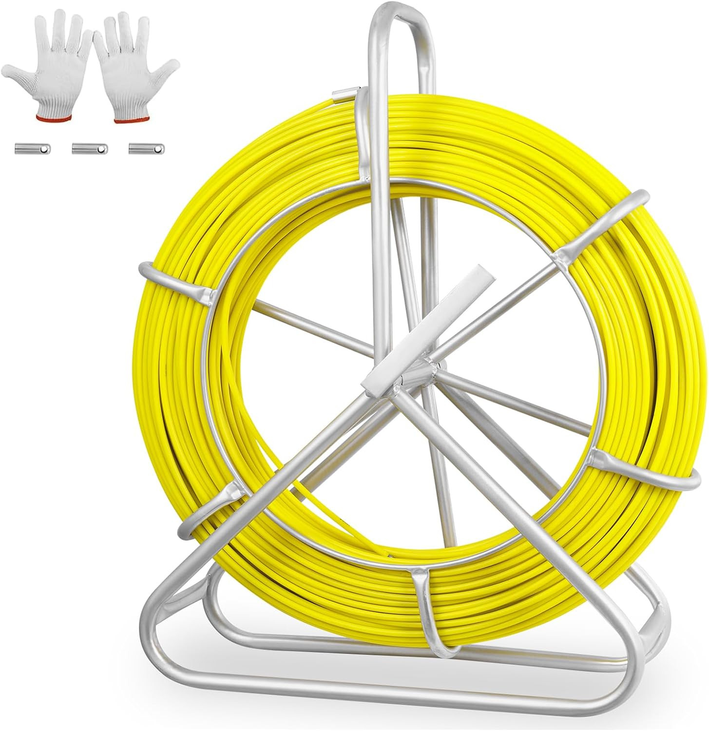Fish Tape Fiberglass, 500FT, 1/4In, Duct Rodder Fish Tape Wire Puller, Electrica