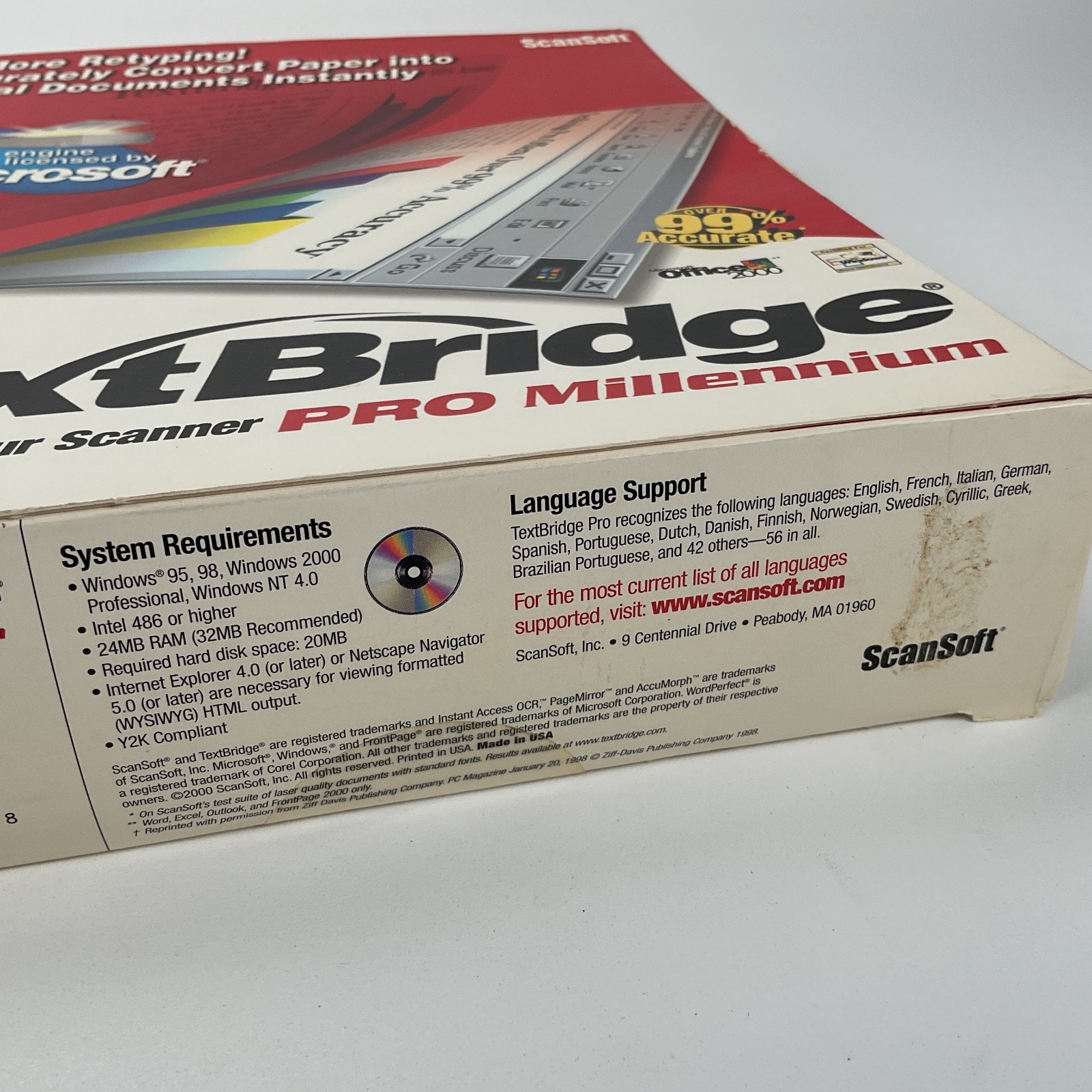 TextBridge PRO Millenium ScanSoft Vintage Computing - Factory Sealed Damaged Box