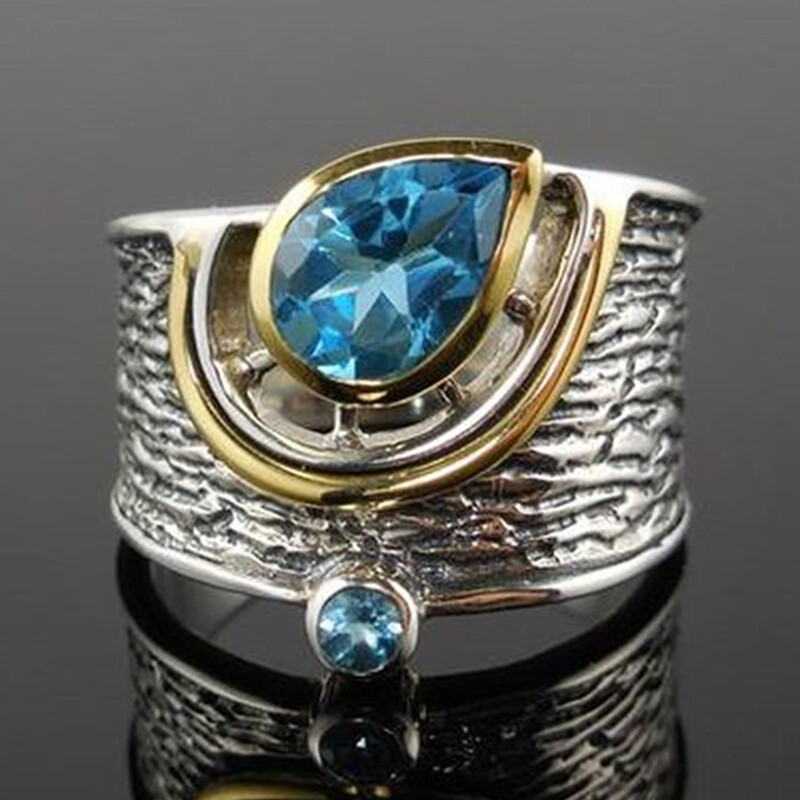 Fashion Two Tone 925 Silver Filled Ring Women Jewelry CZ Zircon Ring Sz 6-10