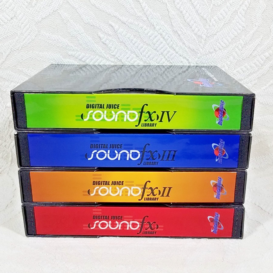 DIGITAL JUICE SOUNDFX LIBRARIES VOLUMES 1 - 4 SOUND EFFECTS DVD EDITING SOFTWARE