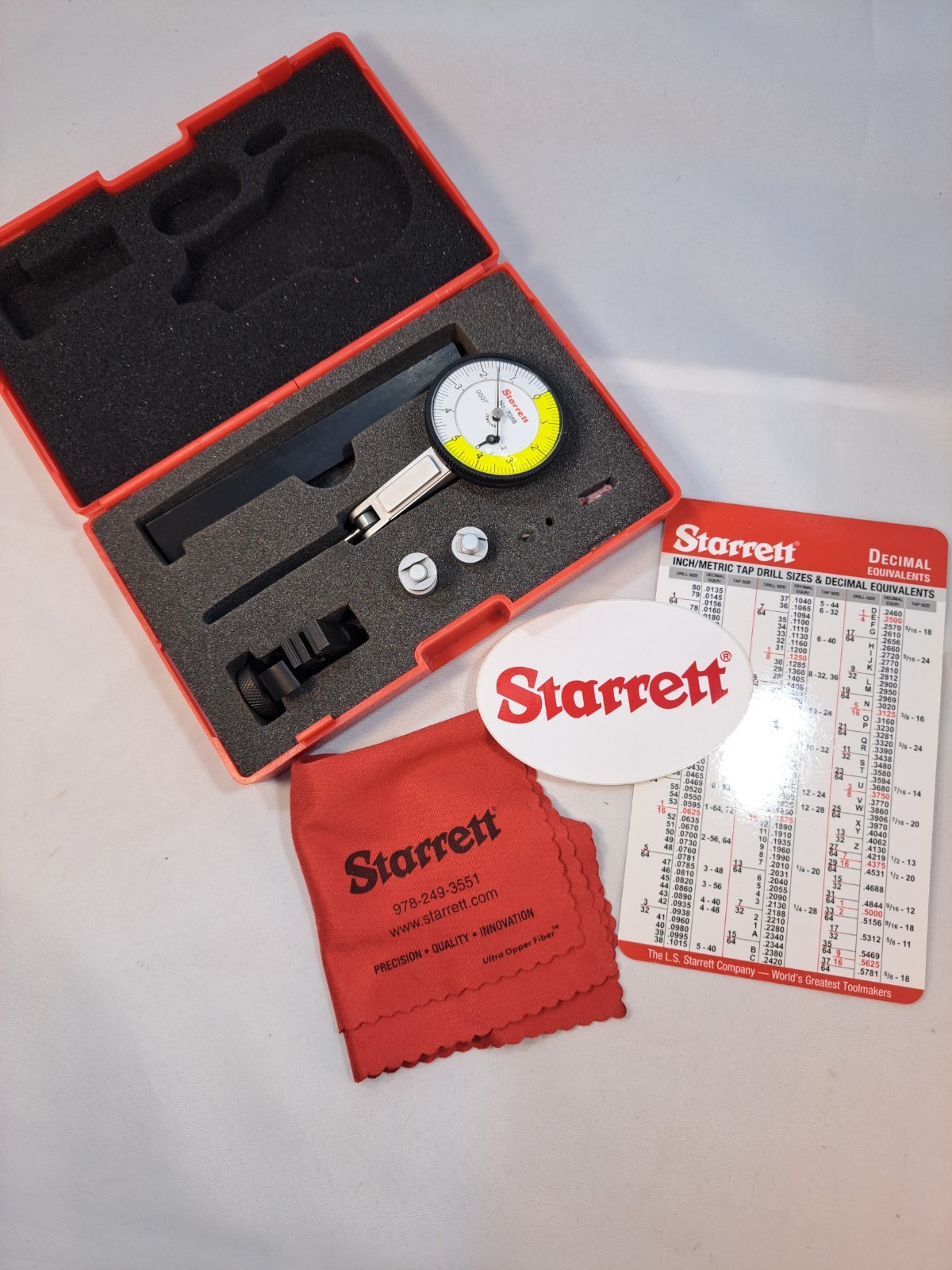 Starrett 708B Precision Dial Test Indicator Set .0001" with Case and Accessories