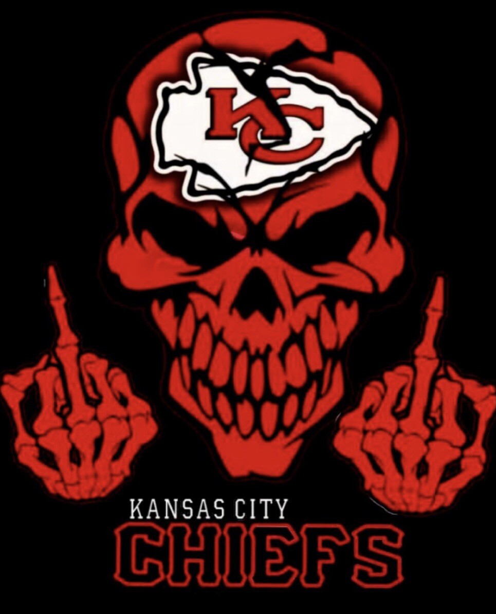 2 Kansas City Chiefs Skull Middle Fingers Waterproof Vinyl Stickers 5x3.7 Decals