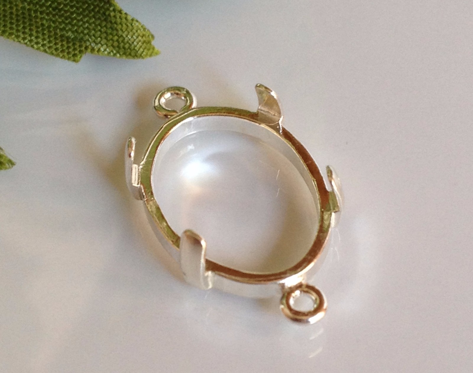 Sterling Silver Oval Cabochon Double Dangle Setting (7x5mm -18x13mm)