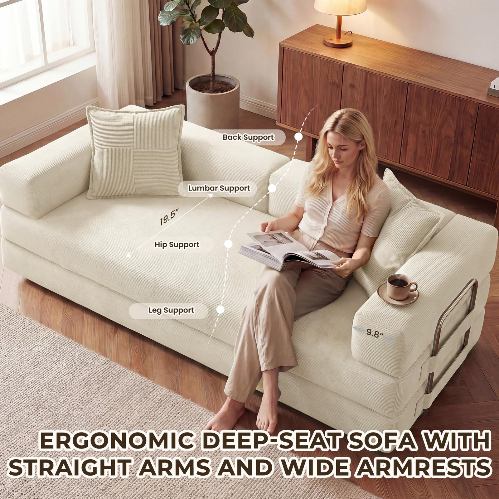 Convertible 78 Inch Folding Futon Sleeper Sofa Bed with Fixed-Shape Frame