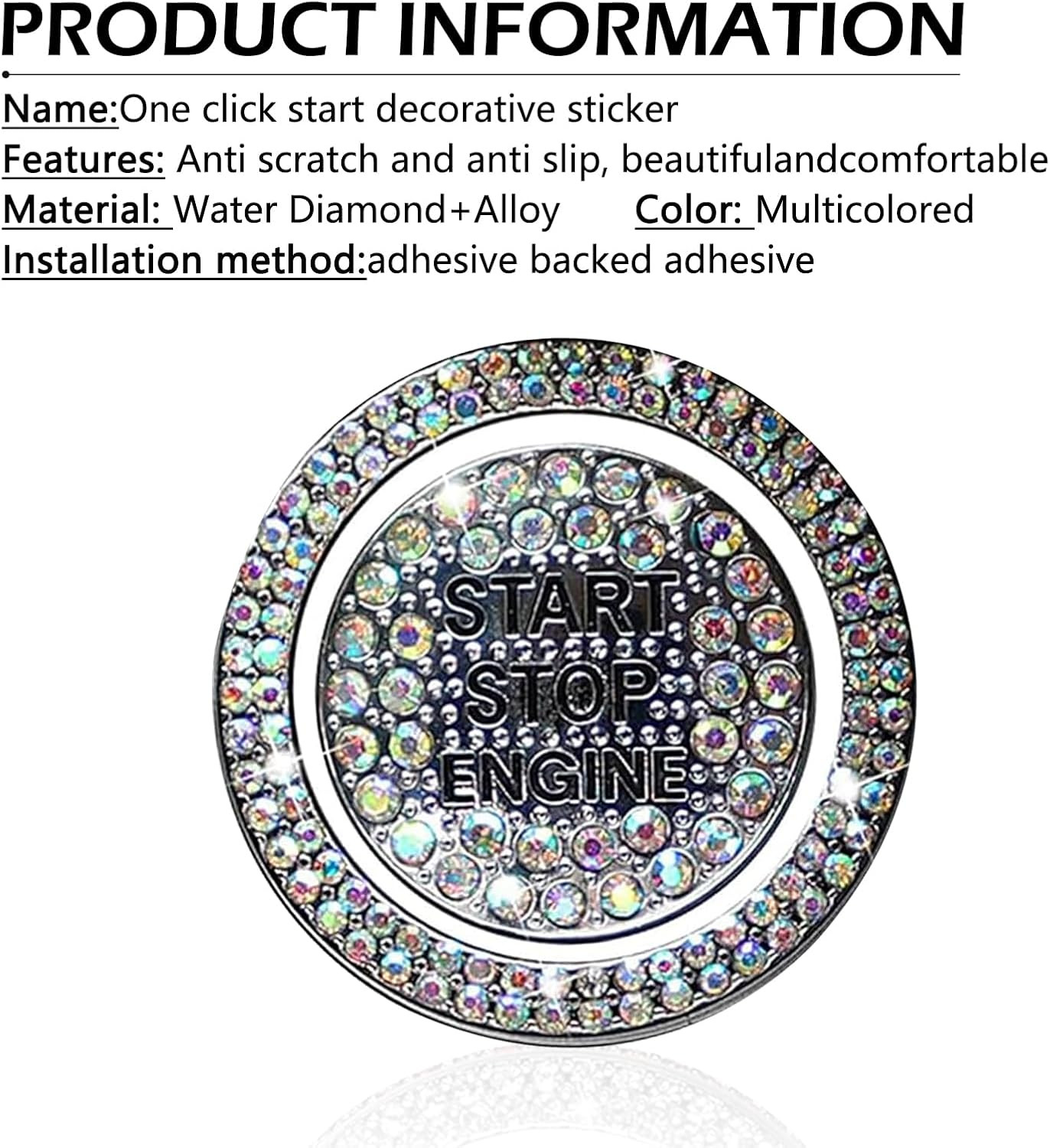 Bling Car Engine Start Button Cover, Sparkling Diamond Push Start Button Decorat