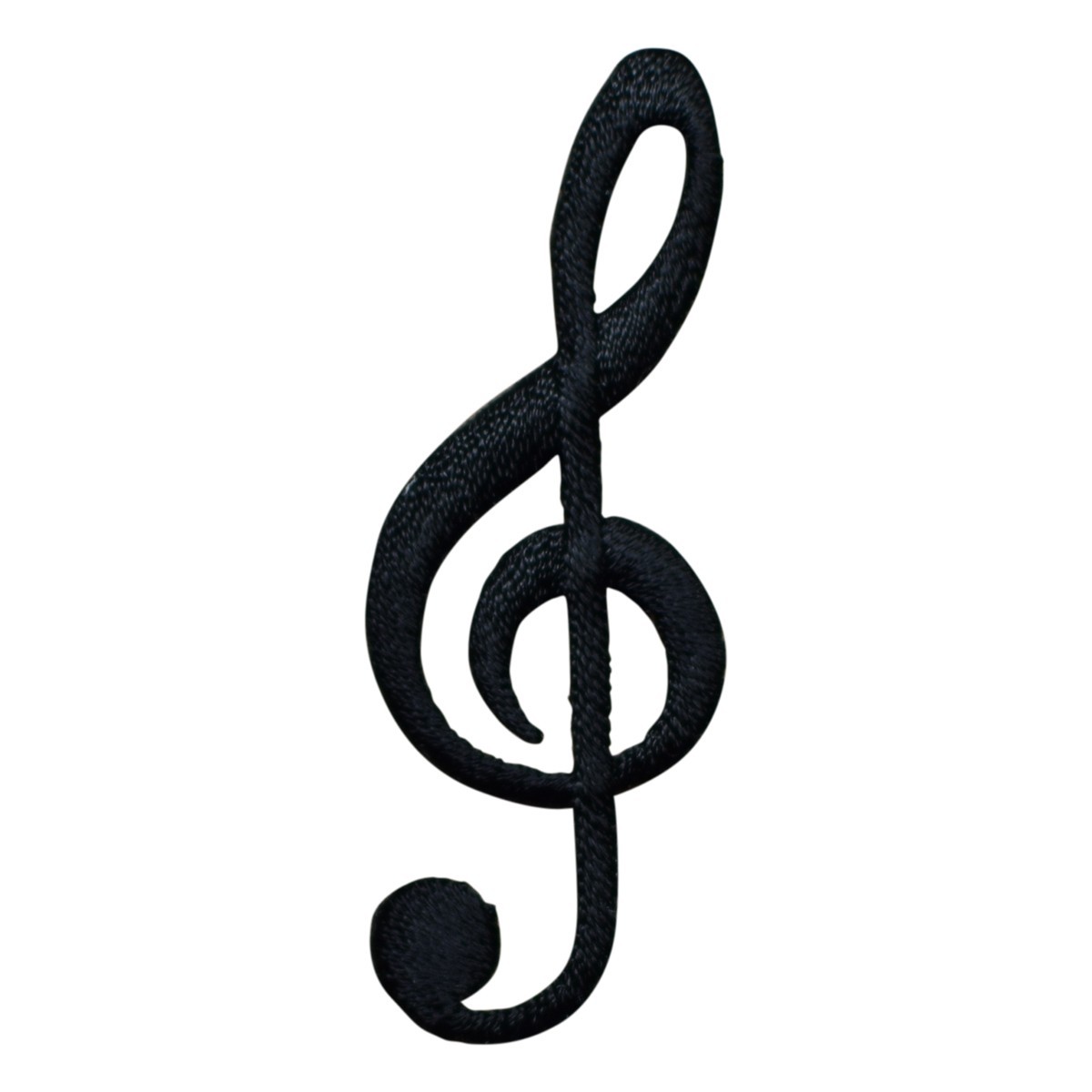 Black G Clef Applique Patch - Embroidered Musical Note Badge 2-1/4" (Iron On)