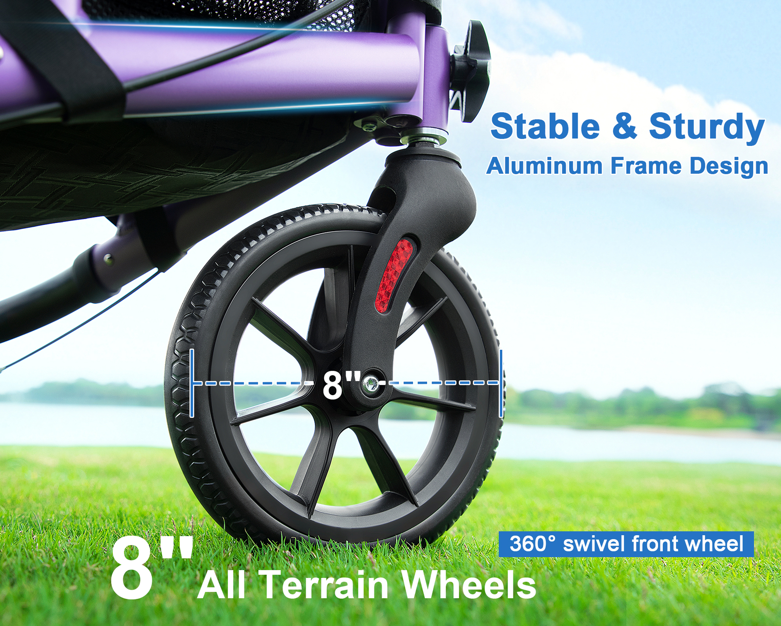 Rollator Walker Aluminum 3 Wheel with Seat Foldable Lightweight 10.7lbs Aluminum