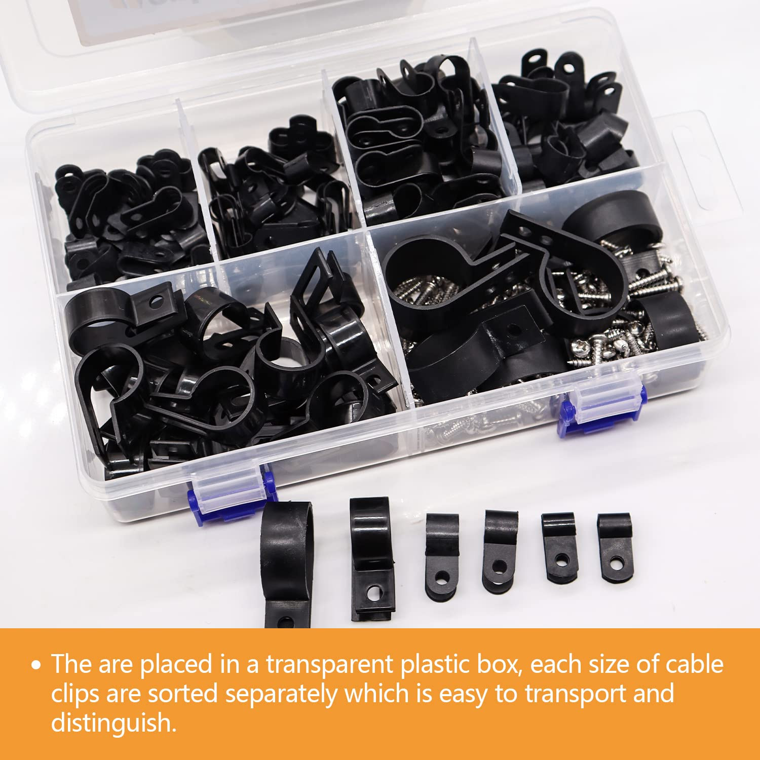 306PCS Cable Clips Wire Clips Assortment Kit Nylon Plastic R-Type Cable Clamps W