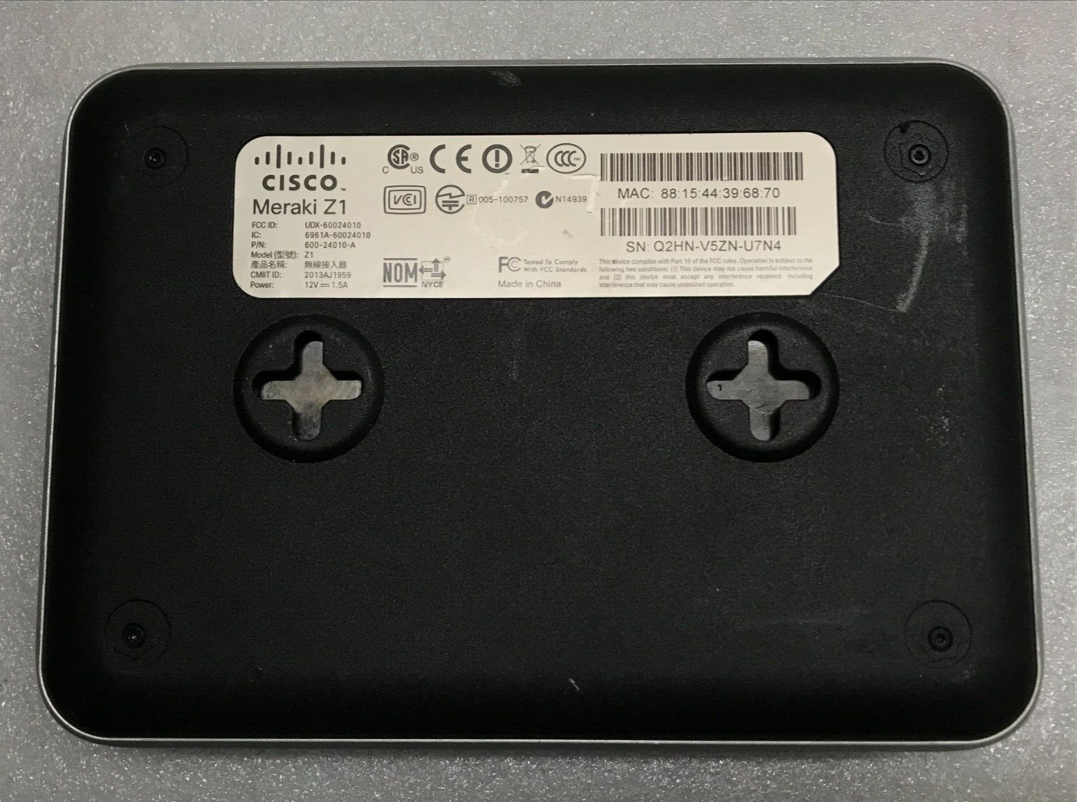 Cisco Meraki Z1 Cloud Managed Security Appliance Router