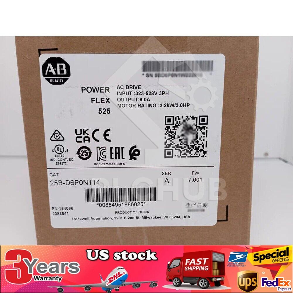New Factory Sealed AB25B-D6P0N114 PowerFlex 525 AC Drive 25BD6P0N114 USA！
