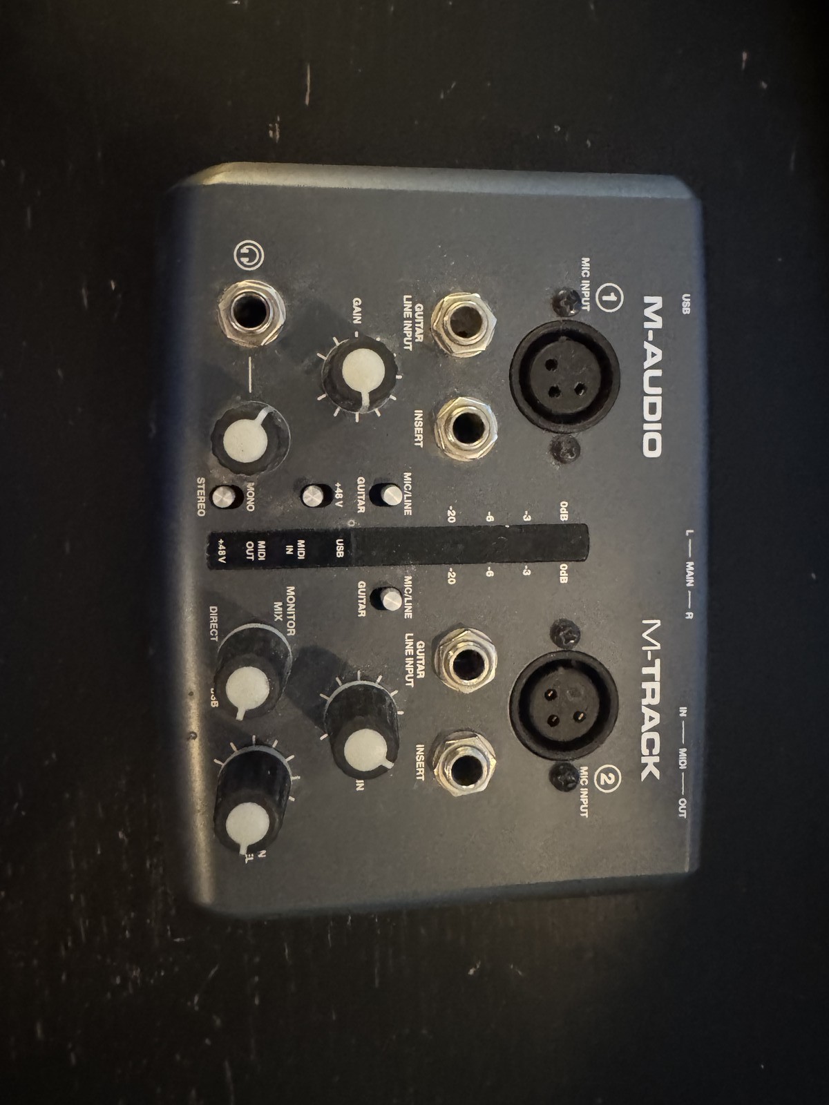 M-Audio M-Track 2-Channel USB Audio MIDI Interface XLR Phantom Power Tested