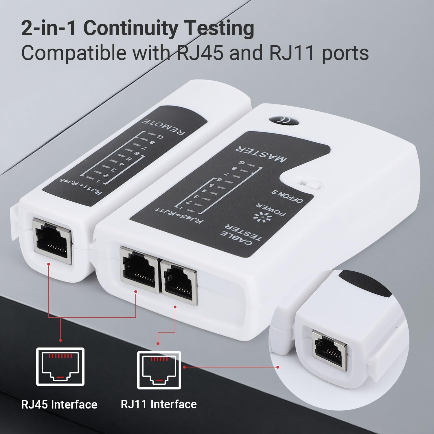 RJ45 Ethernet Cable Tester - Automatic, Remote Testing for Cat5 to Cat7 & RJ11