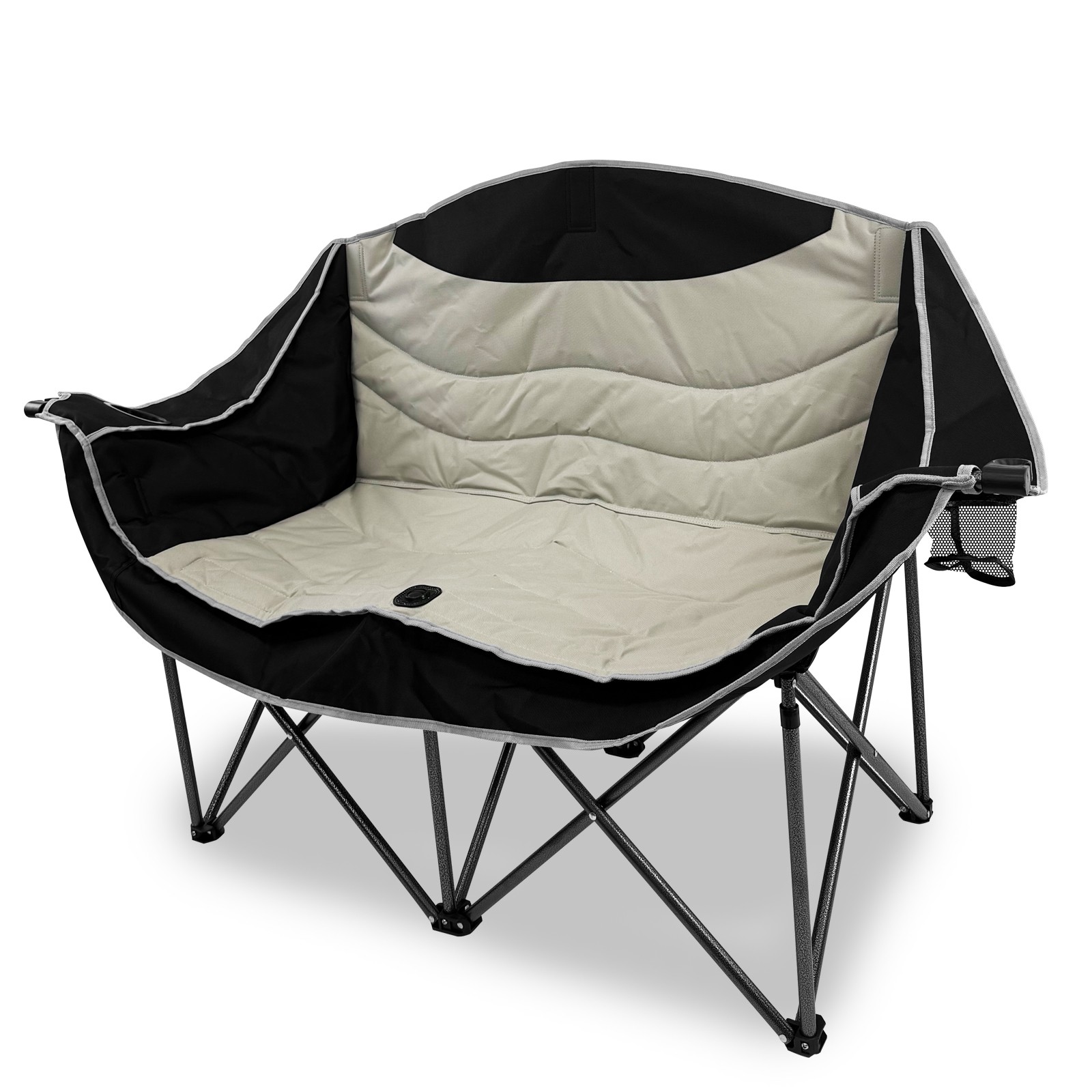 Oversized 2 Person Camping Chair w/ Adjustable Armrests Cup Holders Carrying Bag