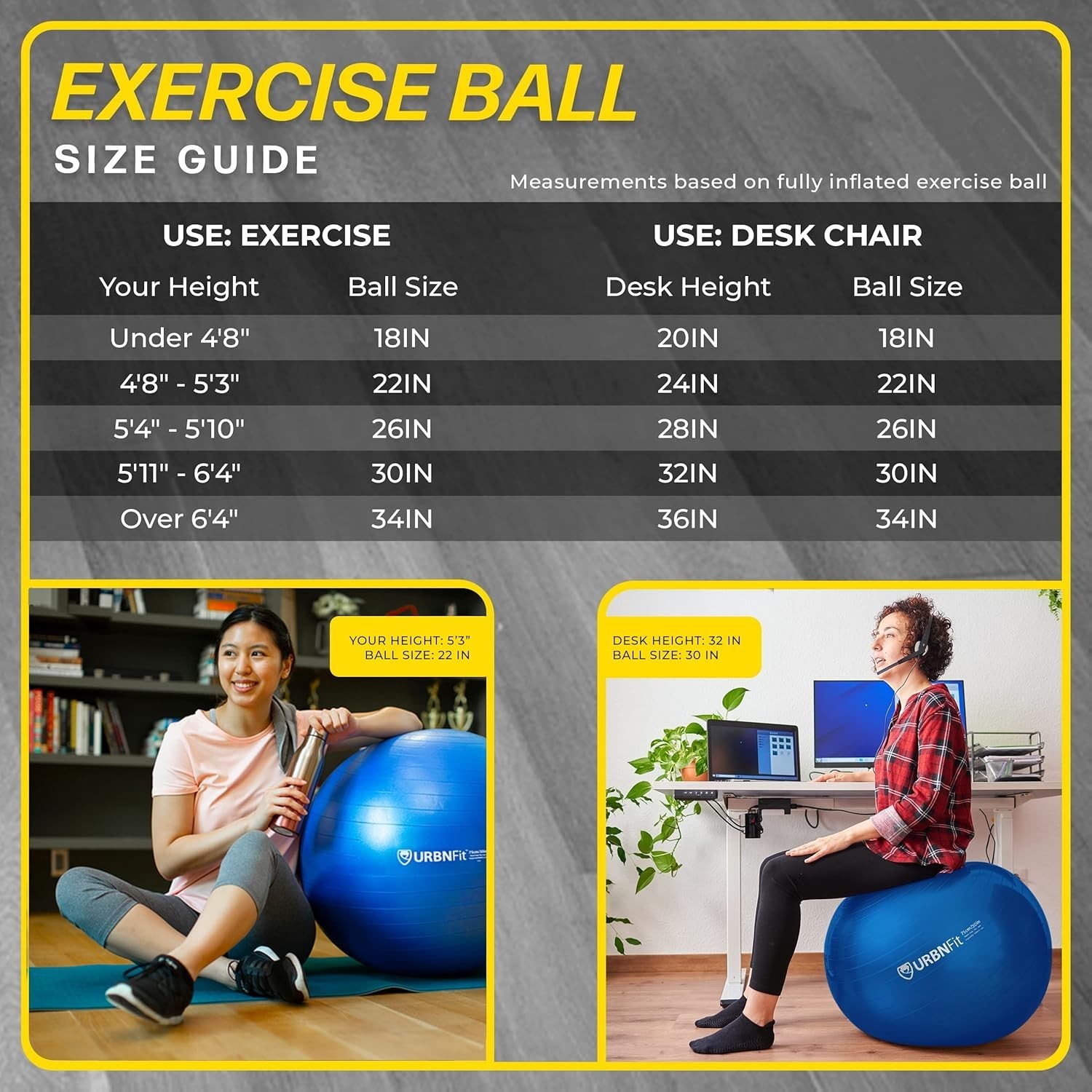 Durable Exercise Ball with Quick Pump for Stretching and Back Pain Relief