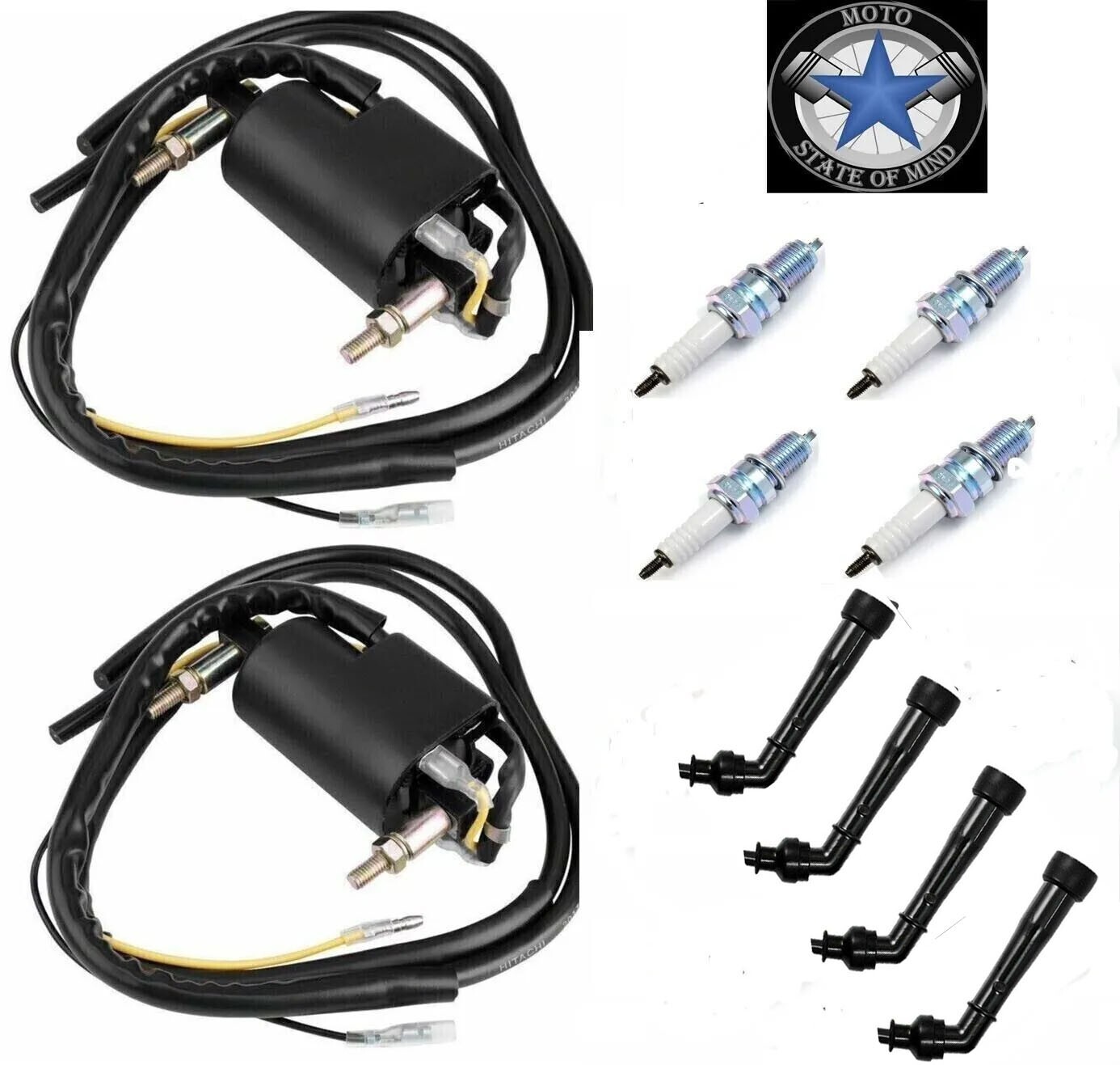 2X Ignition Coil with Spark Plug Boot Cap for Yamaha Road Star 2002 -2009