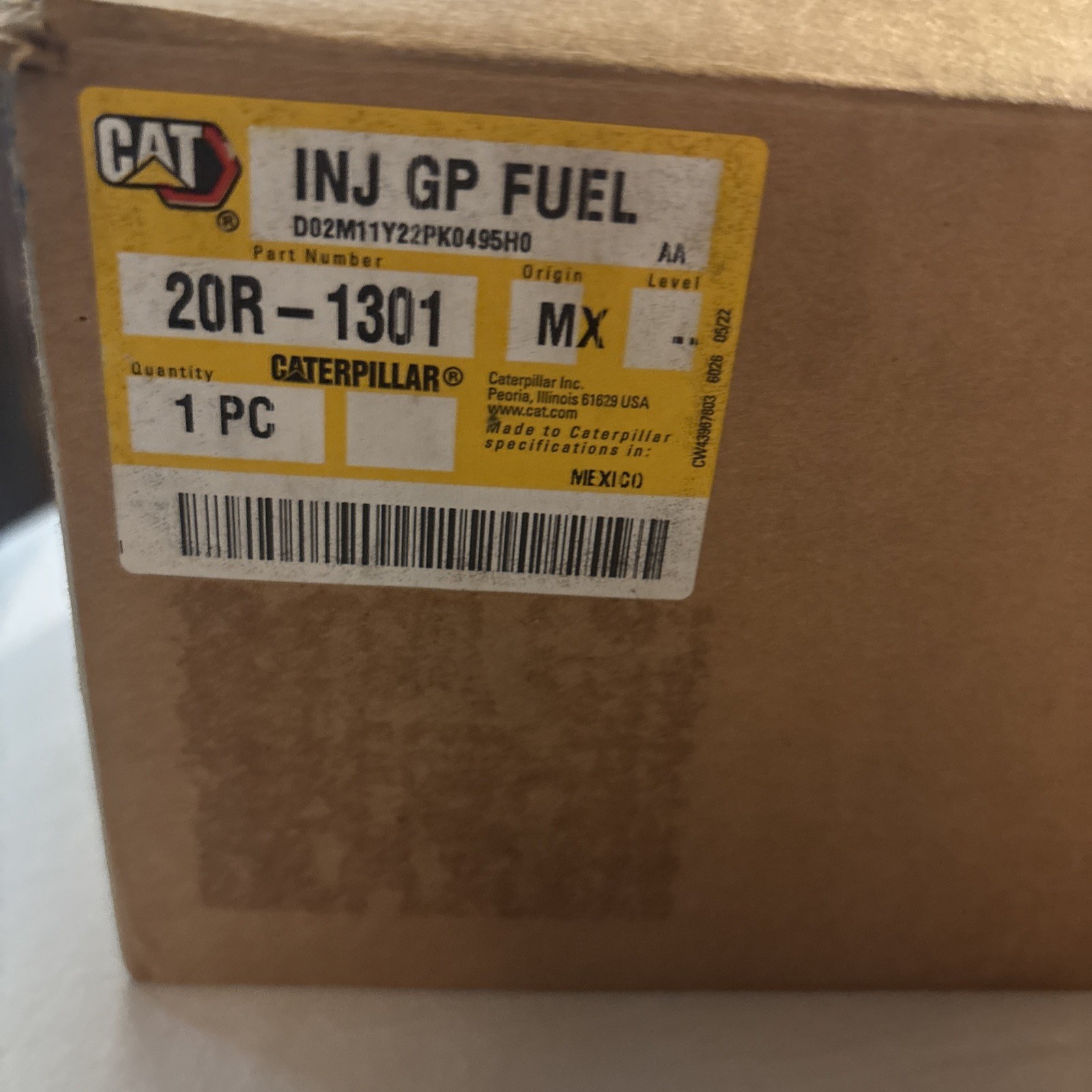 Cat Part Number 20R-1301, (359-4020) Injector CAT BRANDED OEM CAT Caterpillar