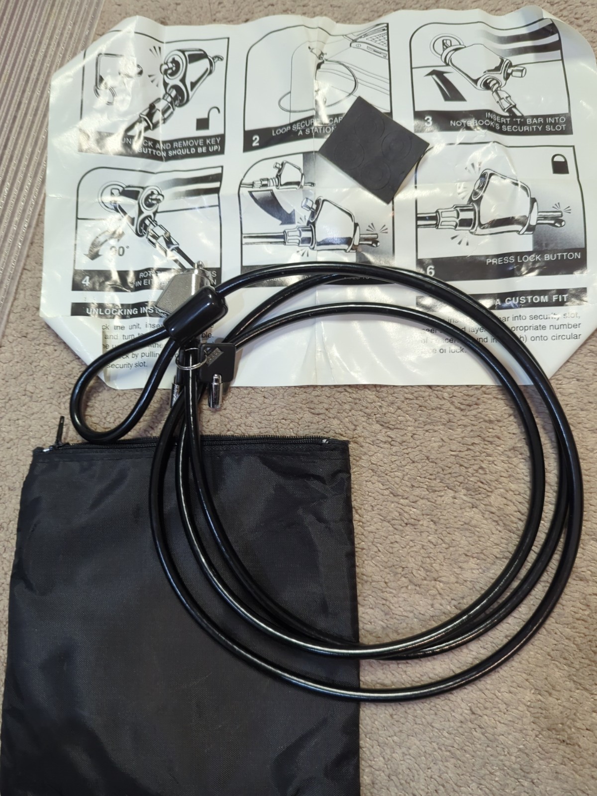 Laptop Lock Cable & 2 Key  Secure-It for IBM, Dell, HP And Universal Notebook