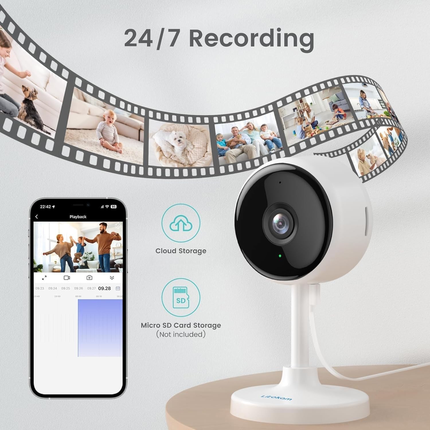 Stay Connected: 2K Night Vision Indoor Camera with Motion Alerts & App Access