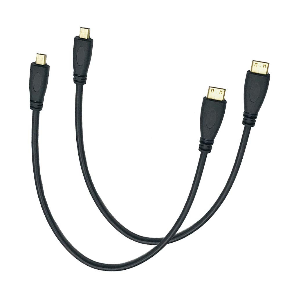 Seadream 2Pack 1Feet Micro HDMI Type D Male to Mini 1FT 2Pack, Black