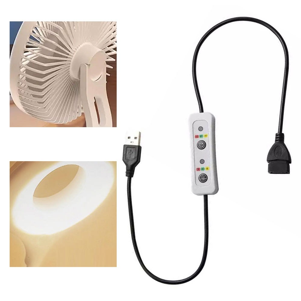 USB Timer Extension Cable for USB Fans Lamps Red Green Yellow Indicators