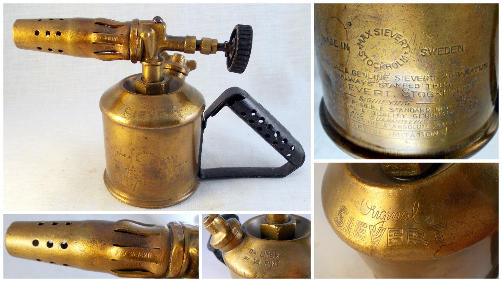 Max Sievert 270 Brass Blow Torch Made in Sweden Excellent Condition!