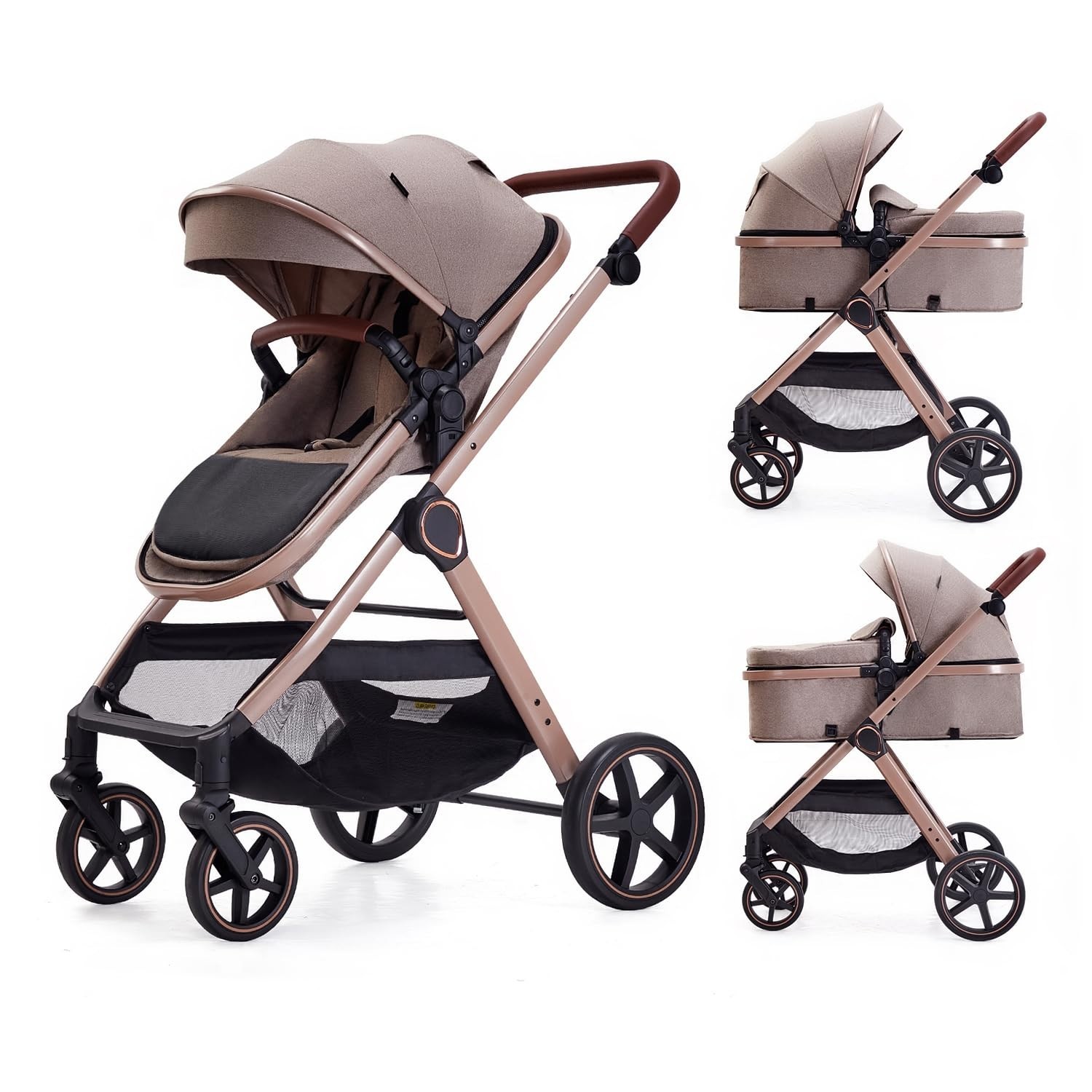 2 in 1 Baby Stroller, Newborn Infant Toddler Convertible Pram Stroller for 0-...