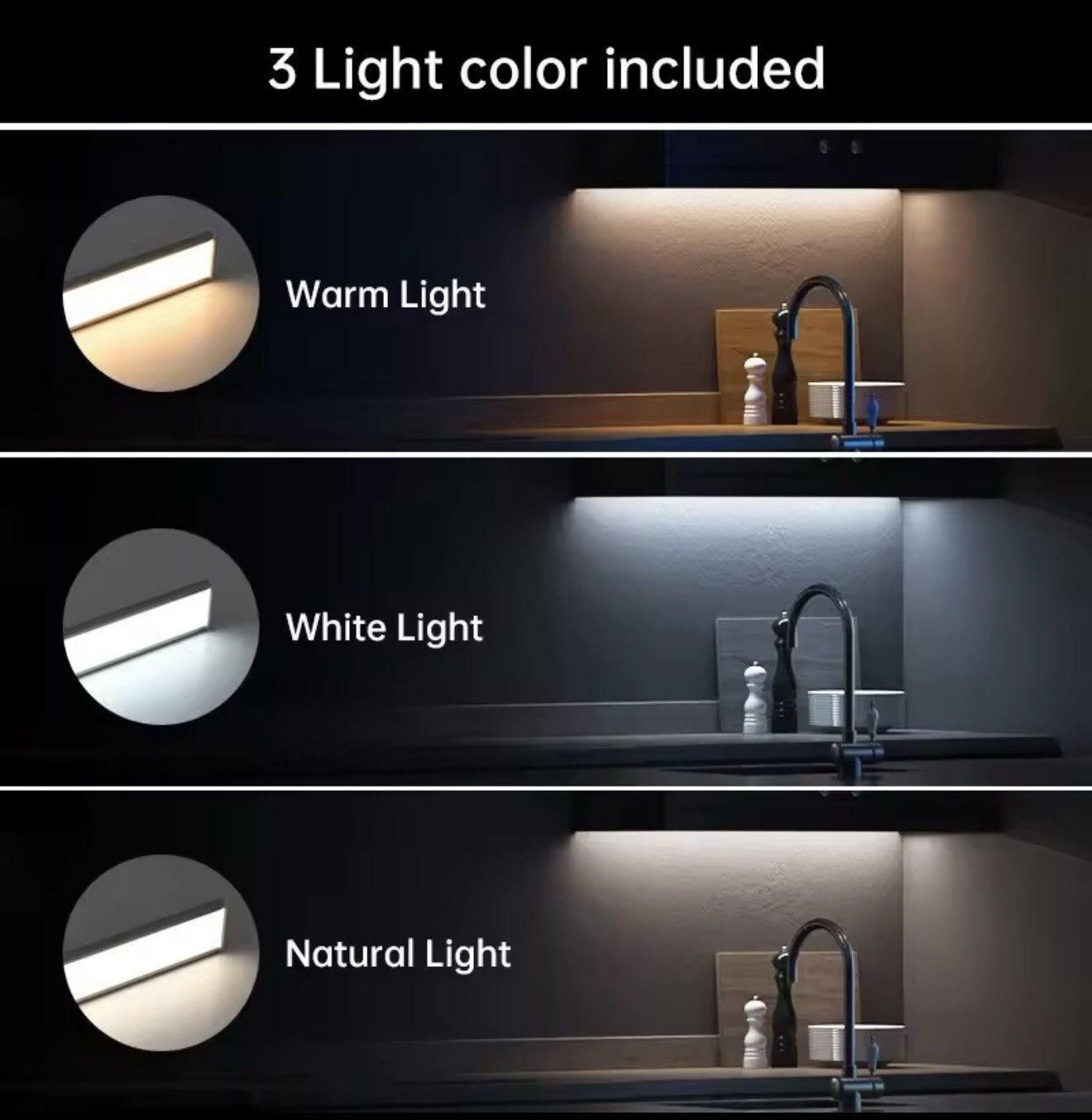 USB Motion Sensor LED Light Under Cabinet Closet Kitchen Magnetic Lamp