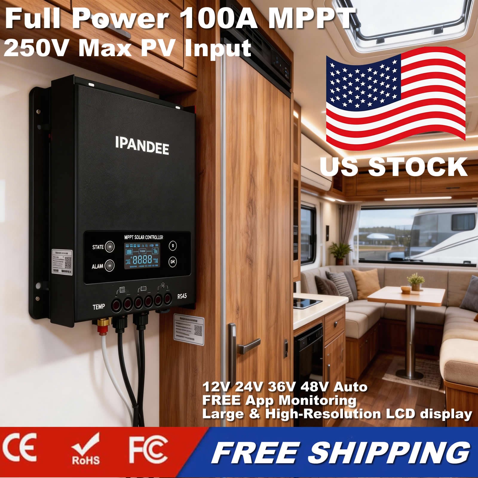 5200W 100AMP MPPT Solar Charge Controller 12V/24V/36V/48V Auto Battery Regulator